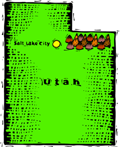 Utah woodcut map showing location of Salt Lake City